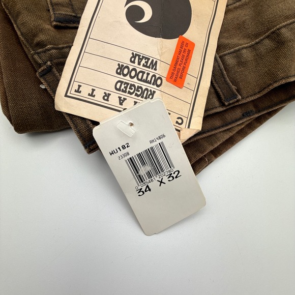 Vintage Carhartt Canvas Pants Mens 34x32 WU182 Chesnut Brown Faded NWT NOS READ - Picture 12 of 12